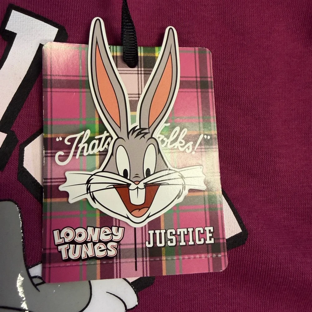 🐰 Looney Tunes Bugs Bunny Hoodie | Justice | Girls L (12/14) |‎ NWT | Y2K Vibes